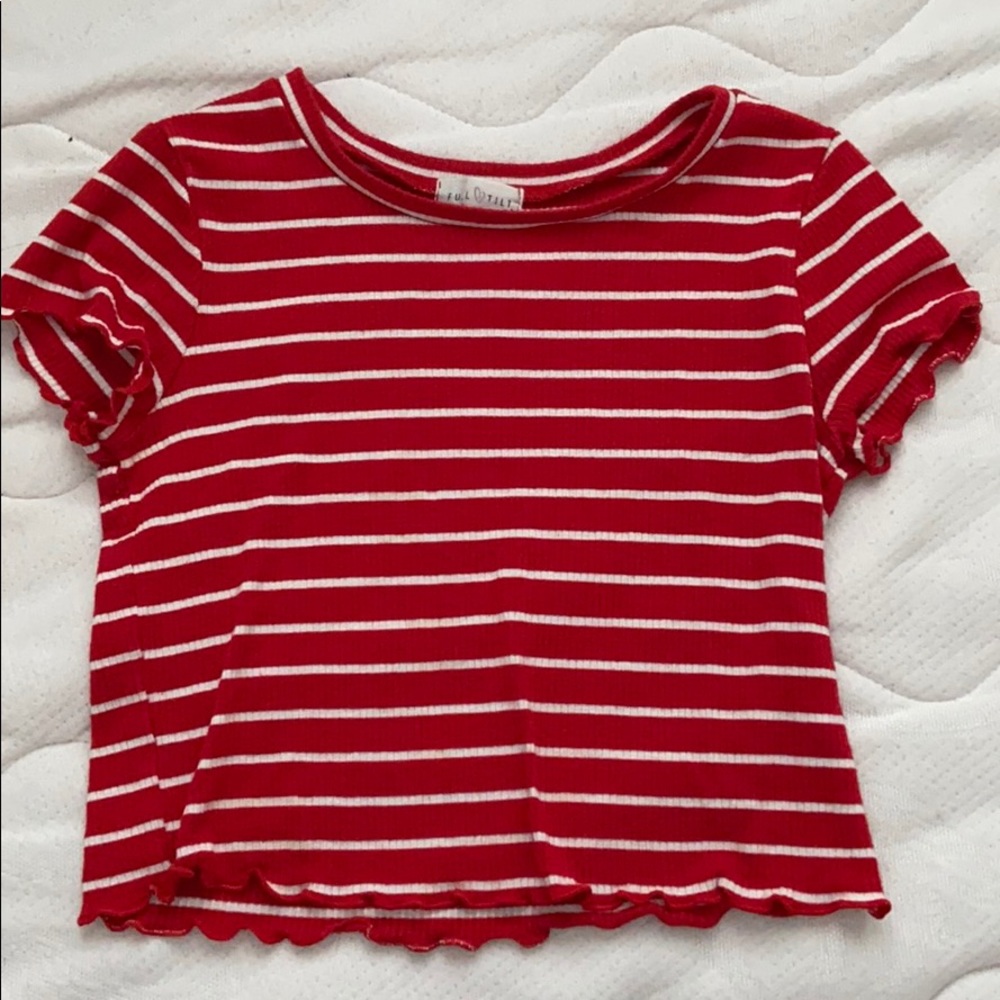 red and white stripped crop top